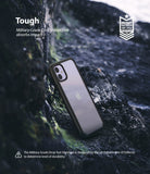 iPhone 11 Case | Fusion Matte - Matte black iPhone 11 case resting on dark, rugged rocks with military-grade protection text.