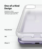 iPhone 11 Case | Fusion Matte - Close-up of a frosted matte phone case highlighting polycarbonate and TPU layers on an iPhone 11.