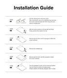Paper Touch Film Hard | iPad - Six-step illustrated guide for installing an iPad screen protector using an alignment jig.