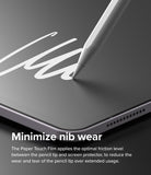 Paper Touch Film Soft | iPad - White stylus tip drawing a white line on a matte grey iPad screen protector.