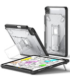 Fusion Sketch Stand | iPad - Clear protective iPad case with integrated folding kickstand shown in multiple viewing angles.