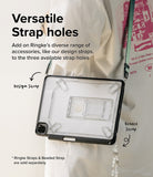 Fusion Sketch Stand | iPad - A person wearing a clear iPad case with integrated strap holes and a shoulder strap attached.