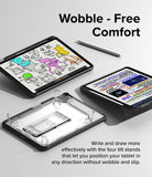 Fusion Sketch Stand | iPad - Two tablets on a stand with four adjustable tilt clips, showing drawing and reading modes.