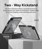 Fusion Sketch Stand | iPad - Two iPads in clear cases with pyramid kickstands displayed in vertical and horizontal orientations.