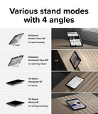 Fusion Sketch Stand | iPad - Four iPad stand modes showing vertical and horizontal viewing and typing angles.