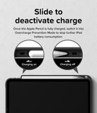 Fusion Sketch Stand | iPad - Diagram showing how to slide the Apple Pencil to toggle charging on or off on an iPad.