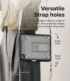 Fusion Sketch Stand | iPad - Person wearing a tablet case with a shoulder strap and decorative beaded accessory attached.