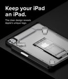 Fusion Sketch Stand | iPad - Clear iPad case with integrated kickstand showing the Apple logo on a black background.