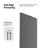 Invisible Defender Glass | iPad - Close-up of an iPad screen protector showing soft, curved edges and a 2.5D dimension profile.