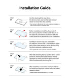 Paper Touch Film Soft | iPad - Five-step illustrated installation guide for an iPad screen protector with text instructions.