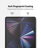 Paper Touch Film Soft | iPad - Split screen showing a smudged iPad display on the left and a clean, fingerprint-resistant screen on the right.