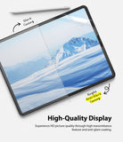 Paper Touch Film Soft | iPad - iPad screen split to show the difference between standard glare and anti-glare coating.