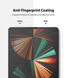 Paper Touch Film Soft | iPad - Split screen comparison showing a smudged tablet surface before and a clean surface after.