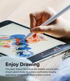 Paper Touch Film Soft | iPad - Hand using a stylus to draw colorful digital art on an iPad screen with a matte paper-like texture.