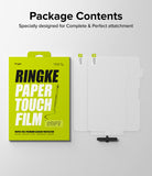Paper Touch Film Soft | iPad - Ringke screen protector packaging next to the film and installation guide tool.