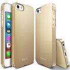 iPhone SE / 5s / 5 Case | Slim - Gold slim-fit phone cases shown from front, back, and bottom angles on a white background.