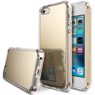 iPhone SE / 5s / 5 Case | Mirror - Gold reflective phone cases with clear bumpers shown from back and front angles.