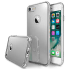 iPhone 7 Case | Mirror - Reflective silver iPhone 7 cases shown from the back and front with an active screen display.