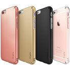 iPhone 6s Plus Case | Slim - Four iPhone 6s Plus phones in rose gold, gold, black, and clear slim cases lined up side-by-side.