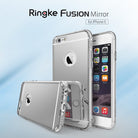 iPhone 6s / 6 Case | Mirror - Two clear, reflective phone cases shown from back and front angles against a blue background.