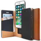 iPhone 8 / 7 Case | Signature - Open black and tan leather wallet case with credit card slots and an iPhone 7 inside.