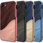 iPhone 8 / 7 Case | Wave - Four iPhone cases with a two-tone wavy design in pink, black, gold, and blue colorways.