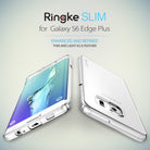 Galaxy S6 Edge Plus Case | Slim - Front and back views of a clear, slim protective case on a Galaxy S6 Edge Plus phone.
