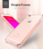 iPhone 6s Case | Fusion - Shadow Black - Rose gold iPhone 6s in a clear Ringke Fusion protective case against a sparkly background.