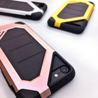 iPhone 8 / 7 Case | Max - Three rugged, dual-tone protective phone cases in rose gold, yellow, and white on a white surface.