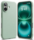 iPhone 16 Case | Onyx - Mint green iPhone 16 case shown from back and front with a matching green abstract screen display.