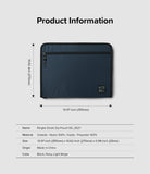 Pad Pouch | Smart Zip Pouch - Navy zippered tablet pouch with dimensions and product specifications listed below.
