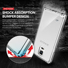 Galaxy Note 4 Case | Fusion - Clear protective phone case on a brick background with a close-up of the shock-absorbing bumper.