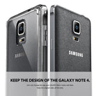 Galaxy Note 4 Case | Fusion - Two Galaxy Note 4 phones, one with a clear protective case and one without, showing the leather back.