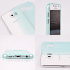 Galaxy S6 Case | Slim - Four views of a translucent mint green slim phone case on a white Samsung Galaxy S6.