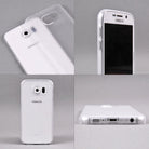 Galaxy S6 Case | Slim - Four views of a clear, slim protective case on a white Samsung Galaxy S6 smartphone.