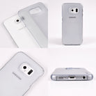 Galaxy S6 Edge [Slim] - Four views of a translucent, frosted slim case on a white Samsung Galaxy S6 Edge smartphone.