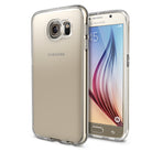Galaxy S6 Case | Flex - Clear - Gold Samsung Galaxy S6 inside a transparent, flexible protective case.
