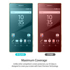 Xperia Z5 Premium Screen Protector | Invisible Defender Glass - Xperia Z5 Premium Screen Protector - Comparison showing ID Glass with full screen coverage versus a smaller competitor.