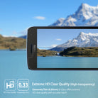 Moto G5 Plus Screen Protector | Invisible Defender Glass [2P] - Moto G5 Plus Screen Protector - Smartphone displaying a mountain landscape with a visible screen protector edge.
