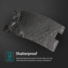 Moto G5 Plus Screen Protector | Invisible Defender Glass [2P] - Moto G5 Plus Screen Protector - Shattered glass screen protector piece on a dark background with text explaining shatterproof.