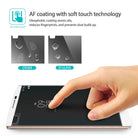 LG V10 Screen Protector | Invisible Defender Glass - LG V10 Screen Protector - Finger touching phone screen with comparison showing oleophobic coating repelling water and oil.