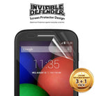 Moto E 2015 (2nd Gen.) Screen Protector | Film - Invisible Defender film being applied to a smartphone screen.
