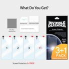 Xperia Z5 Screen Protector | Invisible Defender - Xperia Z5 Screen Protector - Four screen protectors, cleaning cloth, squeegee, stickers, and packaging for Xperia Z5.
