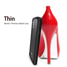 Google Nexus 5 Case | Fusion - Black - A thin black phone case leaning against a glossy red high-heeled shoe.
