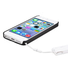 iPhone SE / 5s / 5 Case | Slim Logo-Cut - White iPhone in a black slim case with a white lanyard attached.