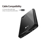 Google Nexus 5 Case | Fusion - Black - Black case on a Nexus 5 showing the charging port and cable compatibility.