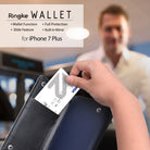 iPhone 8 Plus / 7 Plus Case | Wallet - Hand sliding a credit card into a dark blue Ringke wallet phone case.