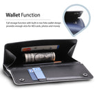 iPhone 8 Plus / 7 Plus Case | Wallet - Open black leather wallet case showing card slots, cash, and a snap button closure.