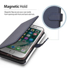 iPhone 8 / 7 / SE 2020 / SE 2022 Case | Wallet - Navy blue leather wallet case for iPhone with a magnetic closure flap.