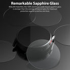 Galaxy Watch 5 / 4 (40mm) Screen Protector | Sapphire Crystal Glass - Galaxy Watch 5 / 4 (40mm) Screen Protector - Sapphire glass screen protectors floating above a black smartwatch.